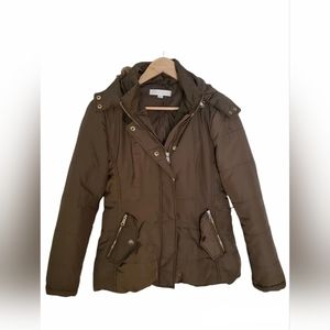 ❤️ New York & Company Faux-Fur Trim Puffer Jacket Size XS - BROWN ❤️